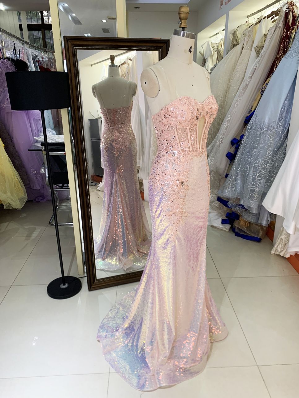 Women formal flower wholesale boning sequin fabric long mermaid evening elegant prom dresses 2025