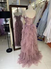 2025 New costom ruffle prom dresses luxurious evening dress elegant party Plus Size of The Women clothing Natural