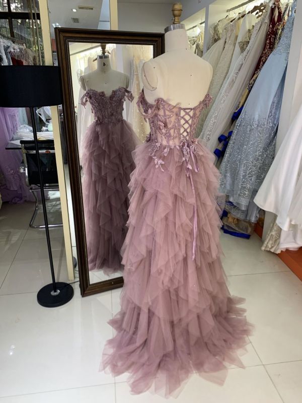2025 New costom ruffle prom dresses luxurious evening dress elegant party Plus Size of The Women clothing Natural