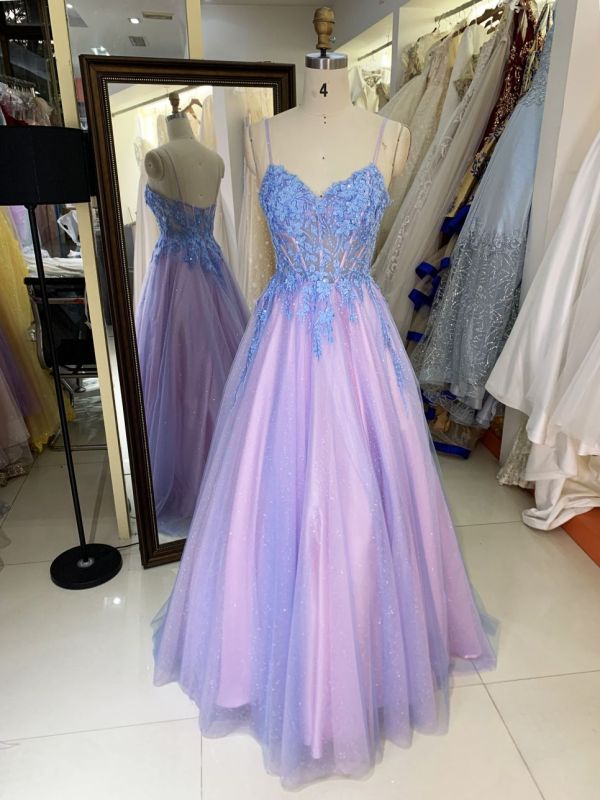 Spaghetti V-neck corset zipper up wholesale women long flower evening elegant prom dresses 2025