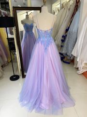 Spaghetti V-neck corset zipper up wholesale women long flower evening elegant prom dresses 2025