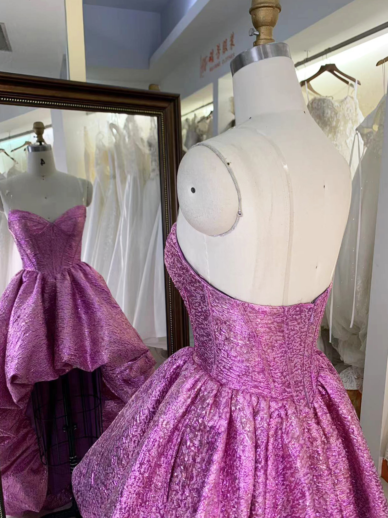 2025 New fashion design jacquard ruffle skirt sweetheart party dress high-low princess evening dress
