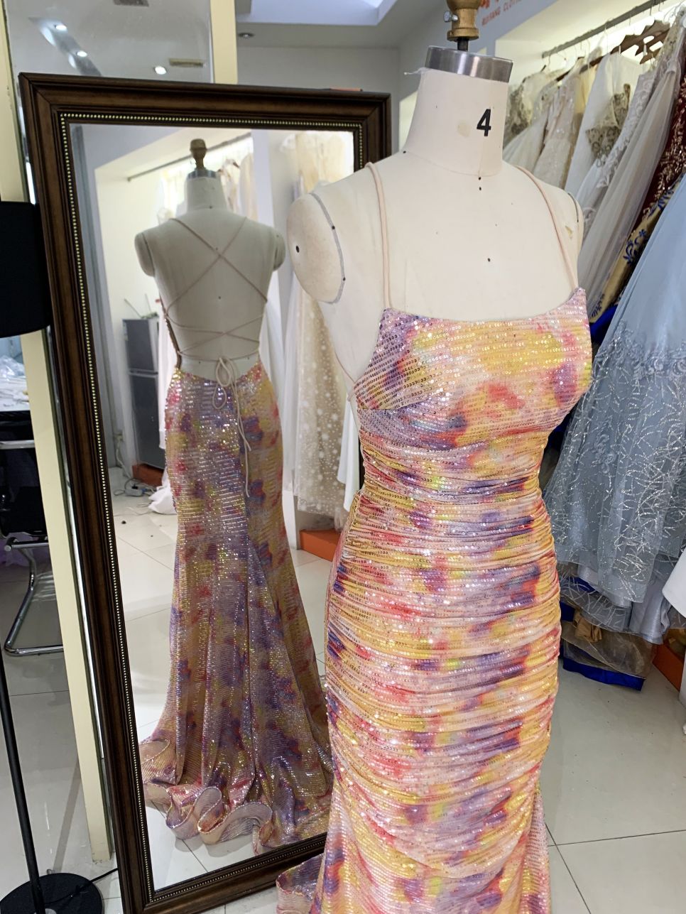 New multi color sequin formal elegant mermaid formal fitted evening wholesale prom dresses 2025