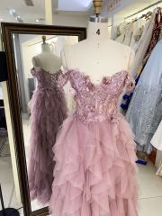 2025 New costom ruffle prom dresses luxurious evening dress elegant party Plus Size of The Women clothing Natural