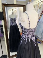2025 Latest costom elegant sequins contrast color A-Line skirt zipper back new design women's evening dress