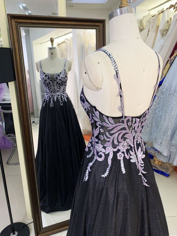 2025 Latest costom elegant sequins contrast color A-Line skirt zipper back new design women's evening dress