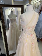 2025 New style elegant contrast color one shoulder A-Line skirt zipper back boning design women's evening dress