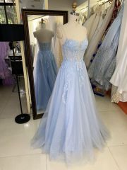 2025 Latest custom luxurious three-dimensional embroidered flower lace A-Line skirt new design evening prom dress