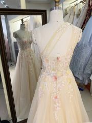 2025 New style elegant contrast color one shoulder A-Line skirt zipper back boning design women's evening dress