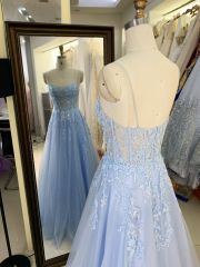 2025 Latest custom luxurious three-dimensional embroidered flower lace A-Line skirt new design evening prom dress