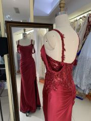 2025 New beading burgundy prom dresses women luxurious sexy evening dress elegant party for girl