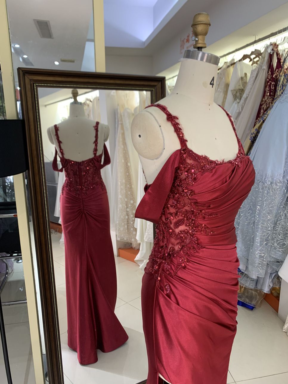 2025 New beading burgundy prom dresses women luxurious sexy evening dress elegant party for girl
