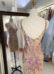 2025 New costom multi-color V Neck glitter jersey spaghetti straps velvet Sequin Dresses for Ladies Party Homecoming