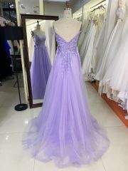 2025 New fashion custom lilac sweetheart off-shoulder puff short-sleeved removable high waist elegant large size prom dresses