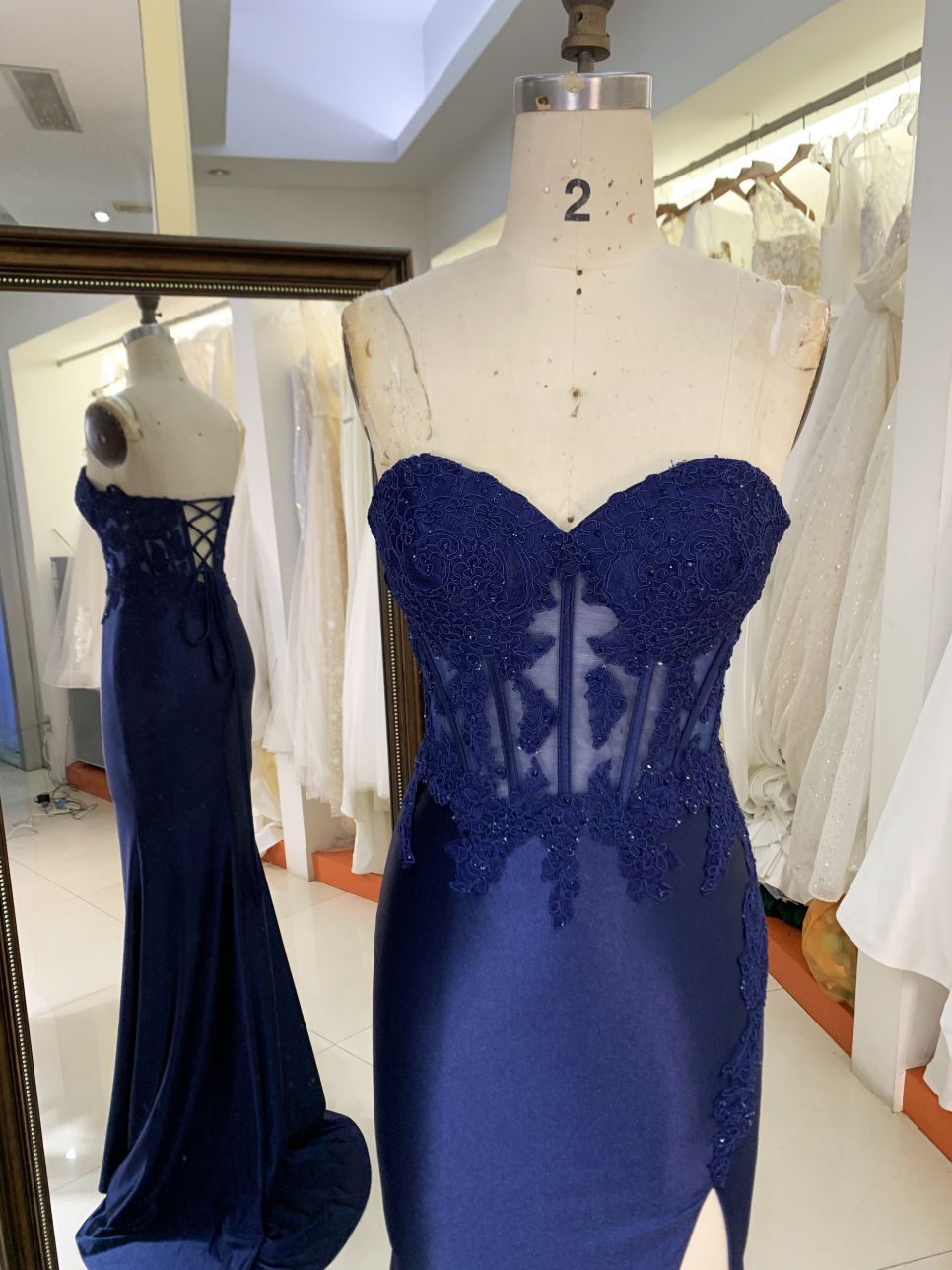 2025 New embroidery lace navy elegant and sexy prom dresses women luxurious party for lady