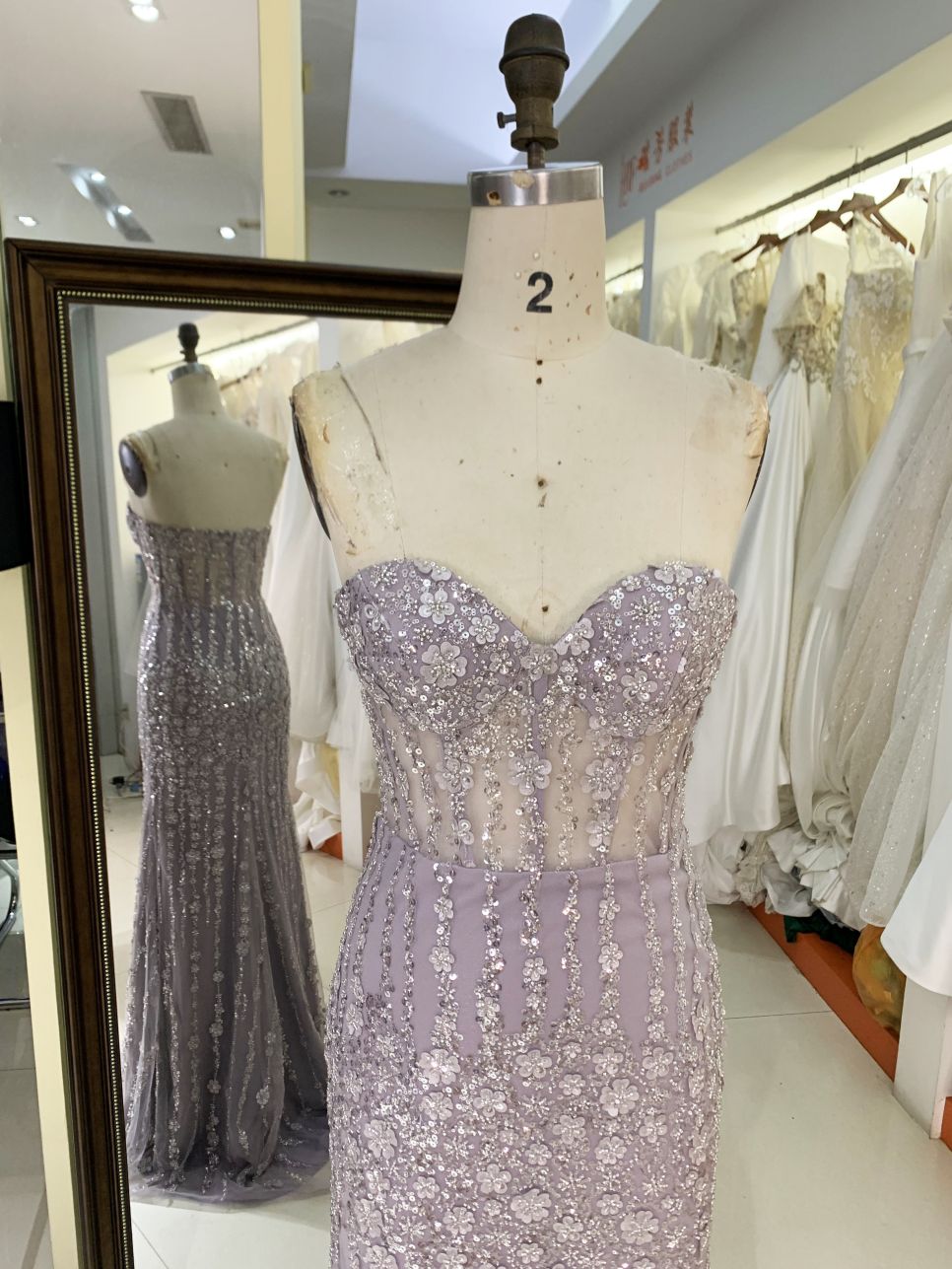 2025 New custom Sexy strapless Lace Embroidered Flower Tulle grey prom dresses party evening dress
