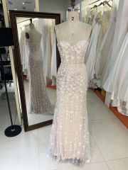 2025 New custom Sexy strapless Lace Embroidered Flower Tulle grey prom dresses party evening dress