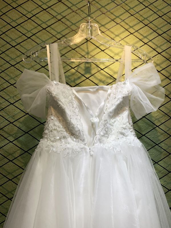 New style summer fairy dress square neck temperament sling white mesh princess performance costume dress for girl