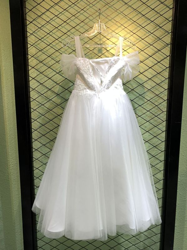 New style summer fairy dress square neck temperament sling white mesh princess performance costume dress for girl