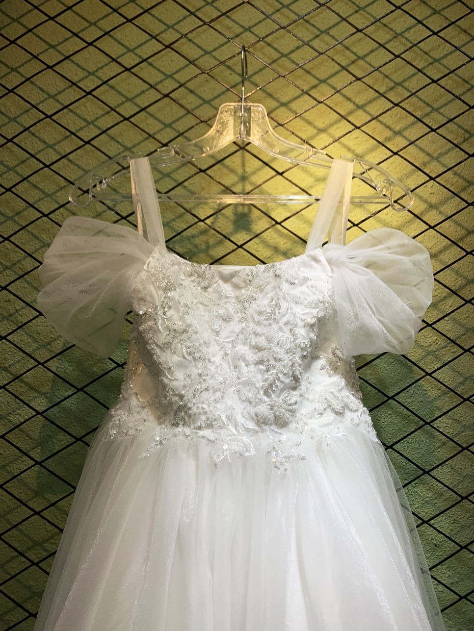 New style summer fairy dress square neck temperament sling white mesh princess performance costume dress for girl