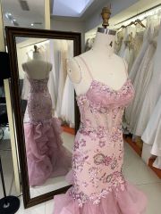 2025 Latest custom Luxurious sexy ruffle pleated dress satin fabric retro dress prom elegant for women