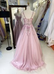 2025 New custom Sexy Sleeveless Lace Embroidered Flower Tulle ball gown skirt of prom dresses party evening dress
