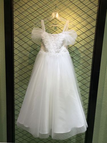 New style summer fairy dress square neck temperament sling white mesh princess performance costume dress for girl