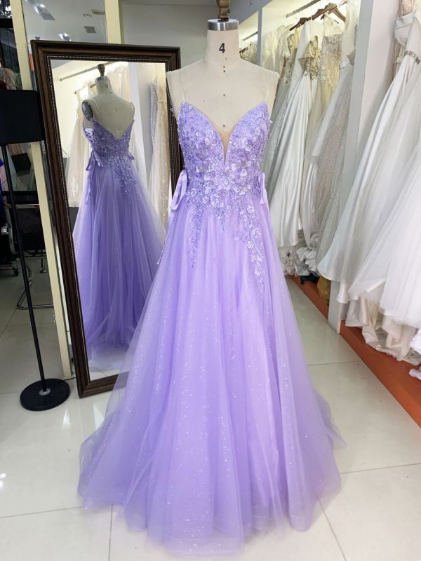 2025 New fashion custom lilac sweetheart off-shoulder puff short-sleeved removable high waist elegant large size prom dresses