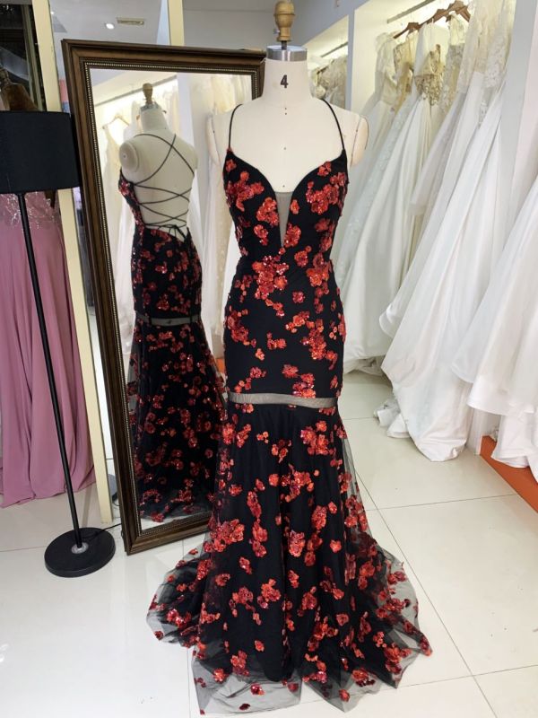 3D Sequin luxury long gown contract color evening dress mermaid skirt colorful custom prom dress 2025