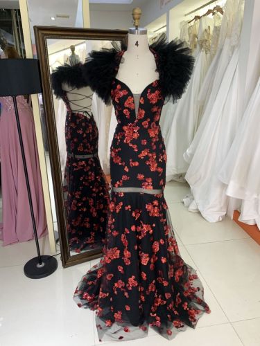 3D Sequin luxury long gown contract color evening dress mermaid skirt colorful custom prom dress 2025