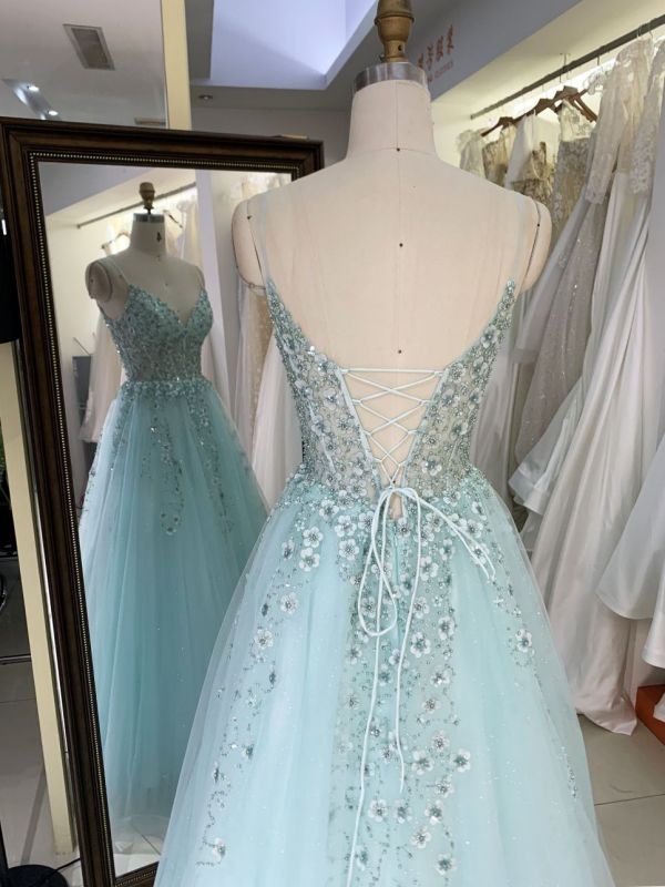 New custom dresses women in prom lace embroidered flower tulle prom dresses 2025 party evening dress