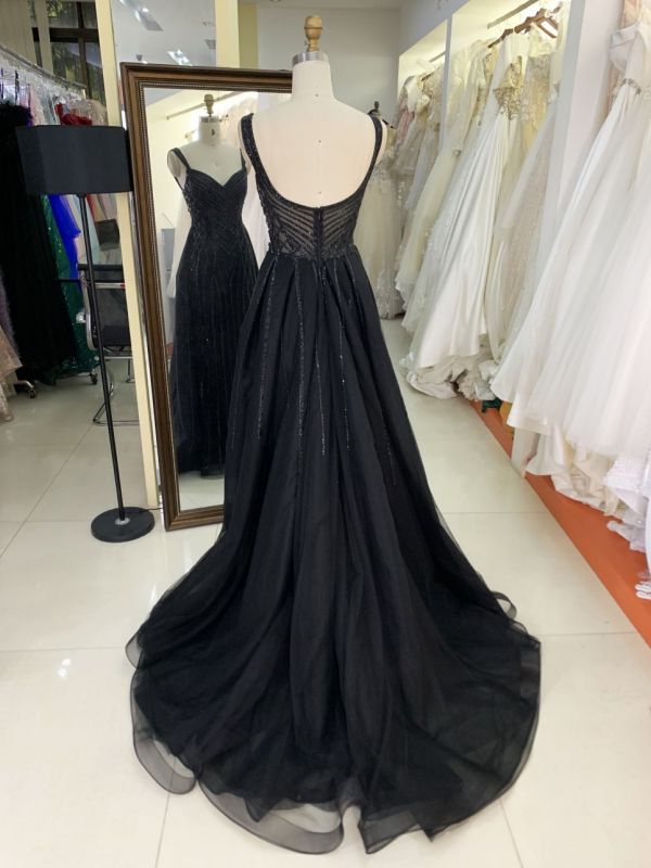 2025 wholesale black sleeveless corset embellished beaded mermaid crystal fitted gown prom evening dresses with overskirt