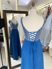 New V-neck corset up wholesale beading sequin long elegant evening chiffon prom dresses for woman 2025