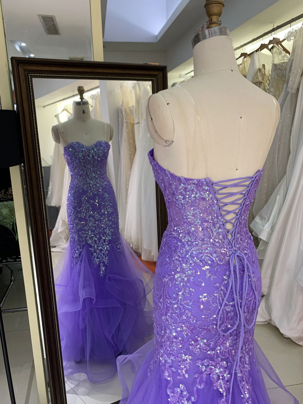 3D Sequin flowers sweetheart lace evening dress mermaid skirt colorful custom prom dress 2025