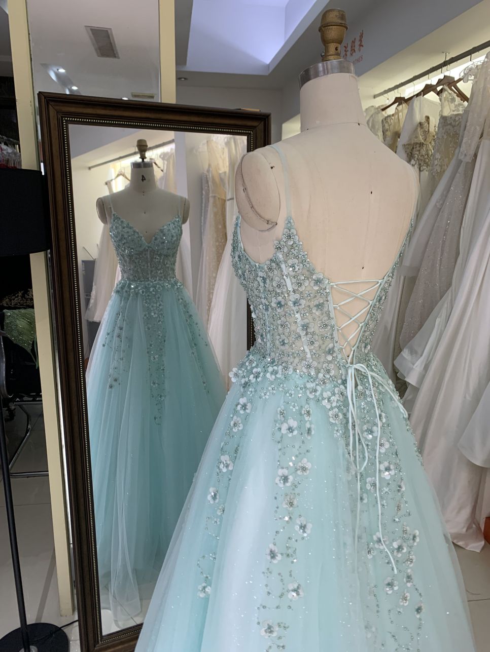 New custom dresses women in prom lace embroidered flower tulle prom dresses 2025 party evening dress