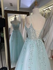 New custom dresses women in prom lace embroidered flower tulle prom dresses 2025 party evening dress