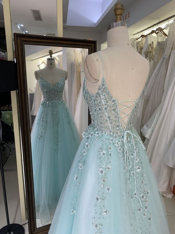New custom dresses women in prom lace embroidered flower tulle prom dresses 2025 party evening dress
