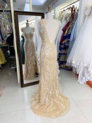 New luxury feather wholesale champagne sequin prom dress teen long gowns evening for women 2025