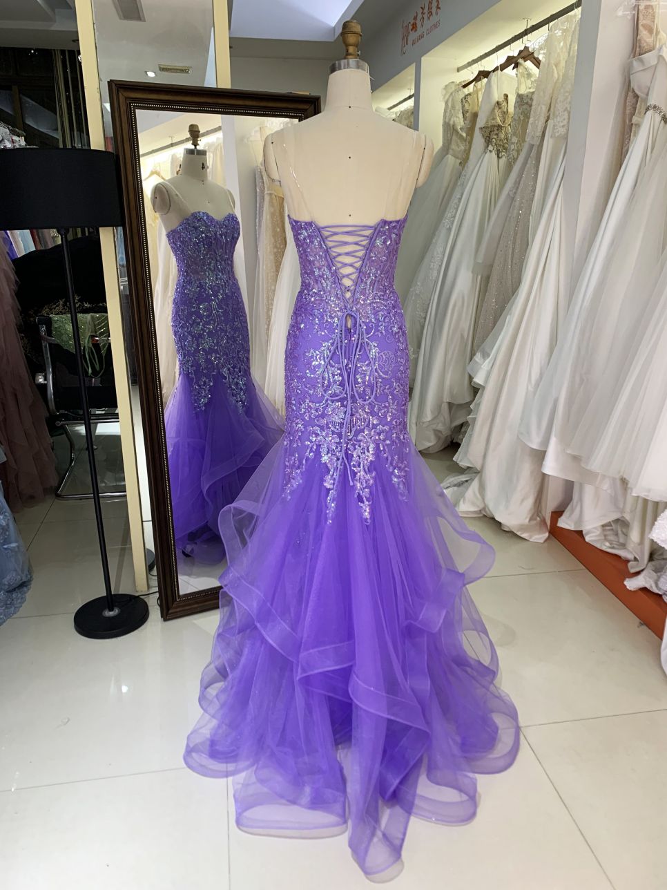 3D Sequin flowers sweetheart lace evening dress mermaid skirt colorful custom prom dress 2025