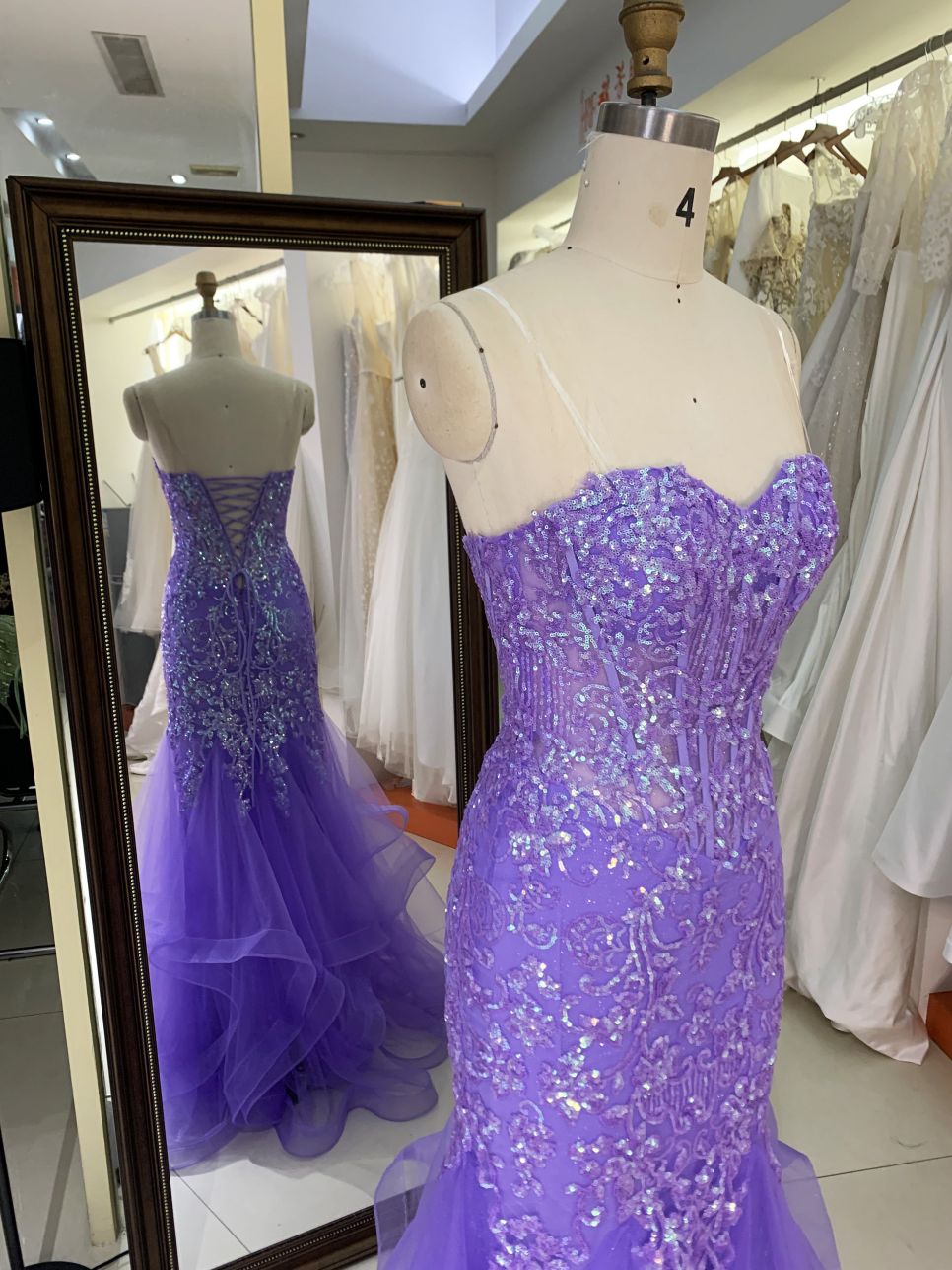 3D Sequin flowers sweetheart lace evening dress mermaid skirt colorful custom prom dress 2025