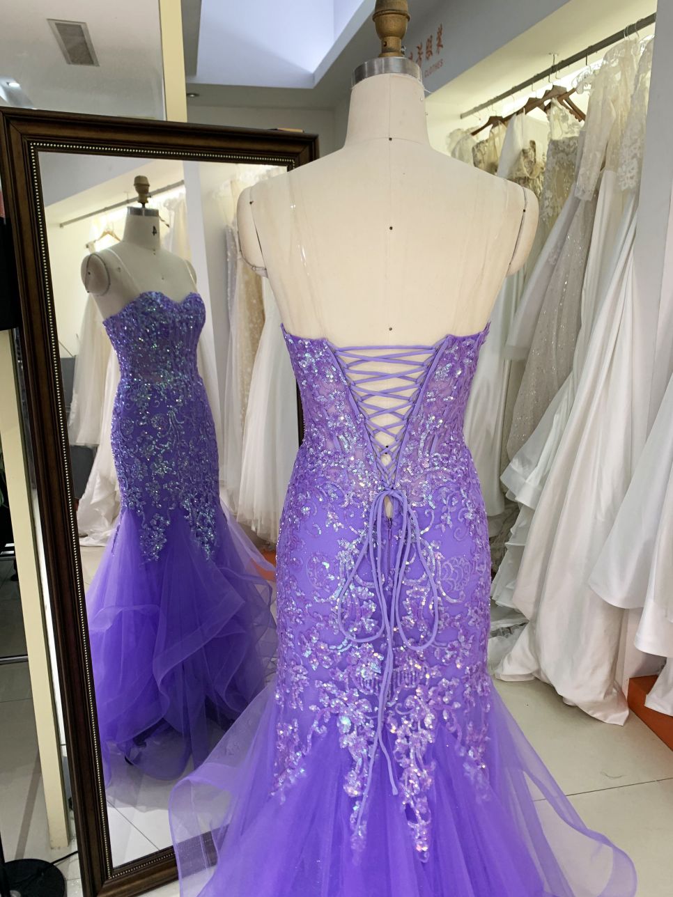 3D Sequin flowers sweetheart lace evening dress mermaid skirt colorful custom prom dress 2025