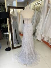 Latest custom crystal beading dress sequin fabric retro prom dress 2025 luxury elegant for women