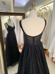 2025 wholesale black sleeveless corset embellished beaded mermaid crystal fitted gown prom evening dresses with overskirt