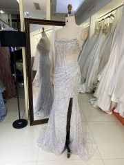 Latest custom crystal beading dress sequin fabric retro prom dress 2025 luxury elegant for women