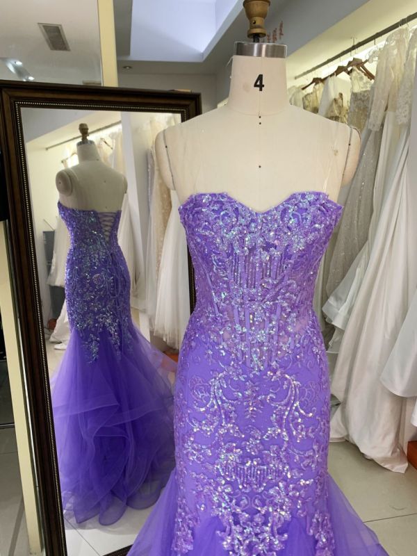 3D Sequin flowers sweetheart lace evening dress mermaid skirt colorful custom prom dress 2025