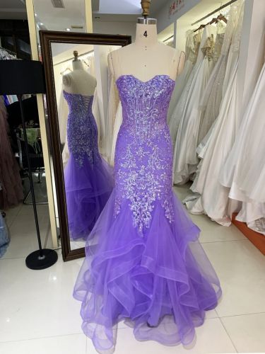 3D Sequin flowers sweetheart lace evening dress mermaid skirt colorful custom prom dress 2025