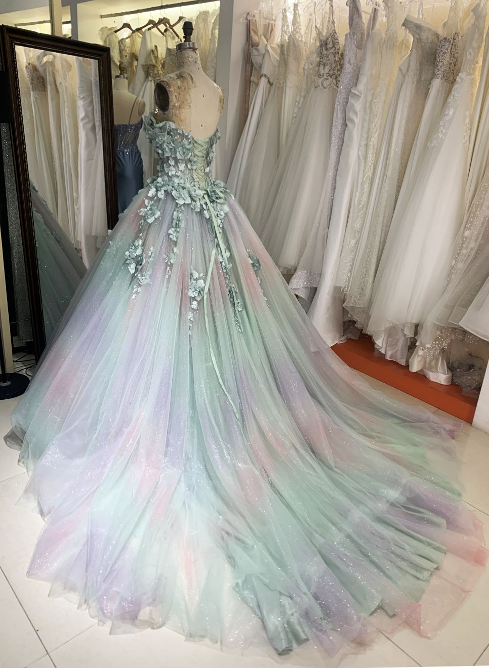 Sage pink off shoulder 3D embroidery sweetheart lace up back princess quinceanera ball gown for sweet 16