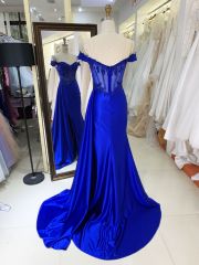 New America wholesale LA brand off shoulder beading chain long evening dresses crystal embellished gown for prom dress 2025