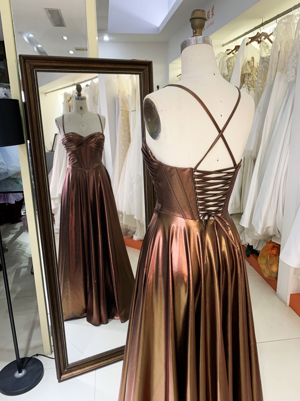 2025 Sienna sleeveless hand pleated corset bodice satin A line lace up back prom bridesmaid dresses