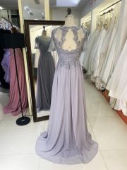 New grey chiffon skirt embroidery lace mother of the bride dresses plus size elegant dress 2025 for woman